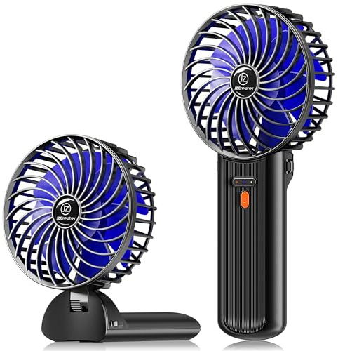 JZCreater Mini Handheld Fan, Portable Desk Fan, Battery Operated ，Small Personal Neck Fan, 4 Speed Powerful Wind, Quiet USB Fan, Personal Small Fan for Indoor Outdoor Home Office Travelling, Black