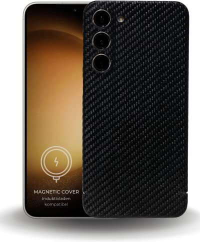 REUTERSON Carbon Cover Samsung S23 | Magnetisch, Induktivladen | Echtes Carbon | Made in Germany | Edles Design | Originale Carbon-Haptik | Hochwertige Handyhülle aus Carbon