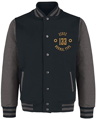 Pokémon Evoli Männer Collegejacke schwarz/grau meliert L