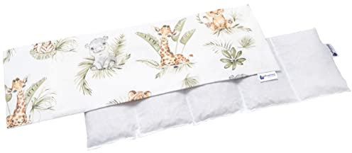 Medi Partners Kirschkernkissen 60x20cm 800g 100% Baumwolle 5 kammern Körnerkissen groß Öko Natur Wärmekissen Kältetherapie abnehmbarer Bezug (Safari)