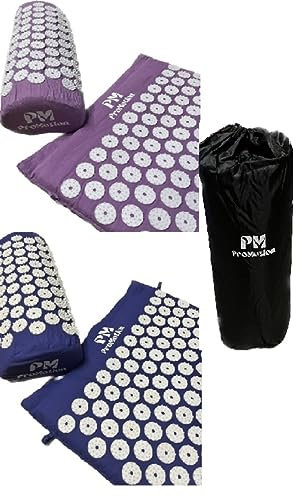 PM ProMotion Akupressur Set, Akupressurmatte und Kissen gegen Nacken und Rückenschmerzen, mit Einer Tragetasche (Blau)