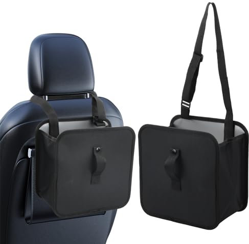 Joyan Negro Cubo de Basura para Coche Papelera Coche Cubo de basura colgante para coche Organizador Coche Asiento Papelera para Automóvil, SUV, Camión, Minivan(7L/10L) (22 * 23 * 14.5cm)