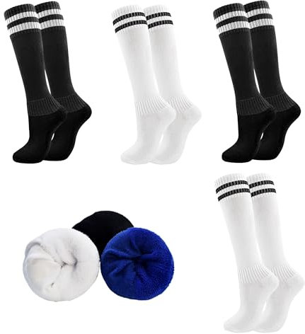 HYCLES 4 Paar Fußballsocken Kinder Stutzen Kinder Fußballsocken für Jungen und Mädchen Kniestrümpfe Sportsocken Trainingssocke Sockenstutzen Fußballtraining Laufen Sport 3-6 Jahre