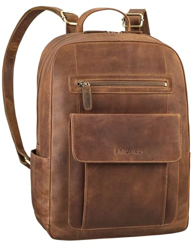 STILORD Rae Business Rucksack Damen Leder - Rucksack Frauen 15.6-16 Zoll Laptop Rucksack Eleganter Arbeitsrucksack Vintage Uni Rucksack mit Laptopfach Echtleder Farbe:mittel - braun