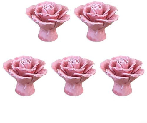 Functional and Stylish Furniture Handles 5pcs Ceramic Flower Rose Knobs for Drawers (for Pink)