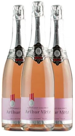 Maison Arthur Metz Rosé Brut Crémant d'Alsace Reserve 75 cl Rosé Sekt (Karton mit 3 Flaschen von 75 cl)
