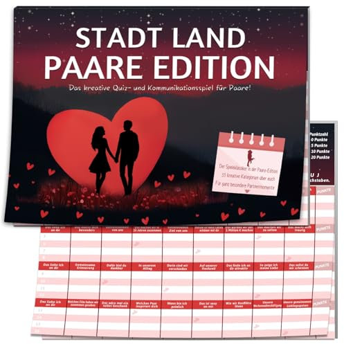 Stadt Land Paare Edition Spiel, Hochzeitsgeschenk, Jahrestag Geschenk für ihn sie, Hochzeitstag Geschenke für Männer Frauen Freund, das Liebe ich an dir Kartenspiel, Partner Paarzeit Double Spiel