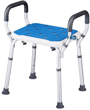 TOOSOAR Sgabello Doccia,Con Braccioli e Sgabello da Doccia Imbottito,Regolabile in Altezza, Fino a 200 kg,per Anziani, Donne Incinte, Disabili