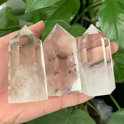 AtkitS Asta in Pietra di Cristal di Quarzo Naturale Punto Singolo Decoro Trasparente Lucido 80-100g Home Decor(3pc)