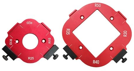 Gabarit de Routeur de Gabarit de Rayon 2 Pièces 4 en 1 avec Alliage D'aluminium, R10 R15 R20 R25 R30 R35 R40 R50, Outil de Gabarit d'angle de Rayon de Panneau de Chanfrein, Coupe