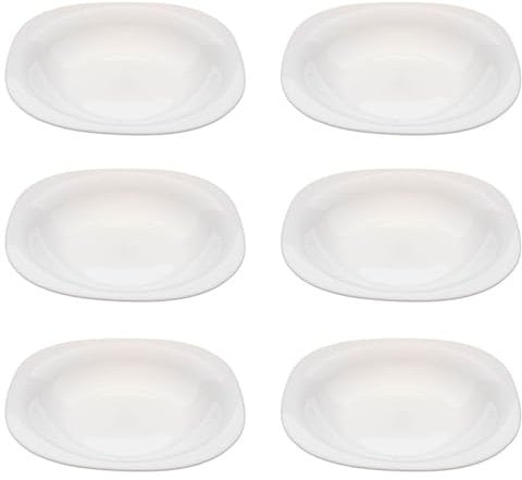 AC - Pack de 6 Platos Hondos - Modelo Boreal - 22 cm - Vidrio opal - Apto para lavavajillas y microondas - Ideal para el hogar, Cocina y hostelería