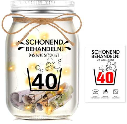 Johiux 40. Geburtstag Männer/Frauen,Geschenke zum 40 Geburtstag Frau Man,40. Geburtstag Geldgeschenk Verpackung,LED Flaschenlicht Lustige 40.Geschenk Geburtstag Männer Geschenkideen.