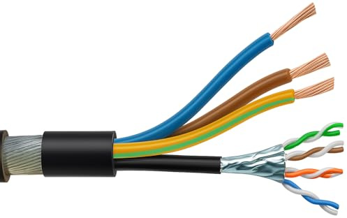 6mm² 3-Core SWA PVC EV Charger Cable with Integrated Cat6A F/FTP – PVC Outer Sheath, Individually & Collectively Screened - Data And Power Combined (30 Metres)
