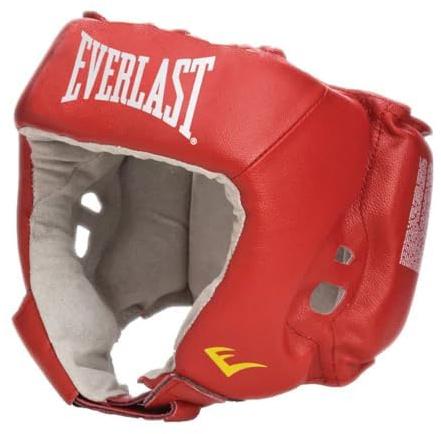Everlast Boxhelm für Wettkampfliebhaber, Rot, Größe M, Kunstleder, professioneller Schutz mit verstellbarem Riemen