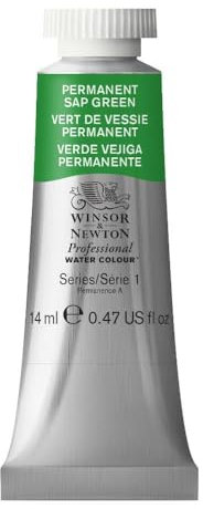Winsor & Newton 0105503 Professional Aquarellfarbe, lebendige Wasserfarben in Künstlerqualität, hohe Farbbrillanz & Leuchtkraft, lichtecht, Archivqualität, 14ml Tube - Permanentsaftgrün