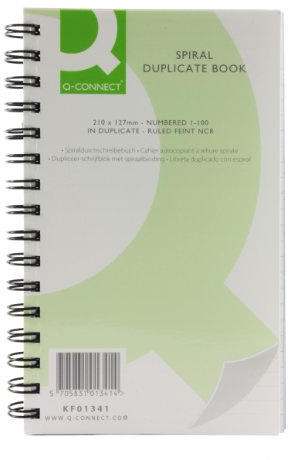 Q-Connect Feint Ruled Wirebound Duplicate Book 210 x 127 mm