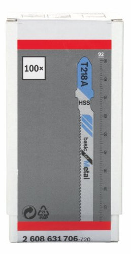 Bosch Professional 100x Lame per seghetto alternativo T 218 A Basic for Metal (per Lamiere di acciaio, accessorio Seghetto alternativo)