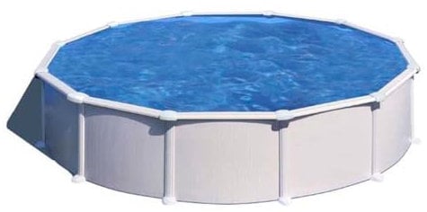 Piscina de Acero Elevada,Redonda con Aspecto Acero Blanco. Piscinas Desmontables para Jardín 550 x 132 cm - Piscina Gre KITPROV508 Atlantis.