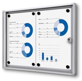 Schaukasten innen 2x DIN A4 | stabil & abschließbar | Info-Vitrine mit SAN-Glasfront | magnetische Rückwand, beschreibbar | ideal für Innenbereich & Wandmontage