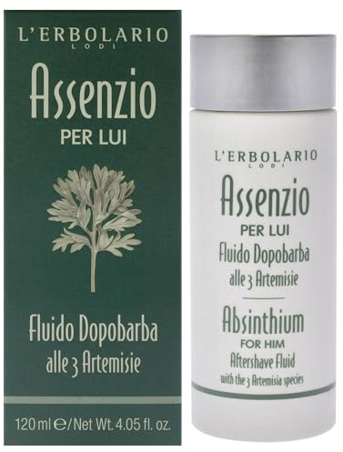 L'Erbolario Absinthium Aftershave Fluid - Absinthium, Tarragon And Genepy - Triple Toning, Moisturizing And Astringent Action - Leaves Skin Feeling Fresh, Compact And Nourished - For Men - 4.05 Oz
