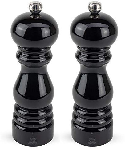 Peugeot Paris U'Select 7-Inch Pepper & Salt Mill Set, Black Lacquer