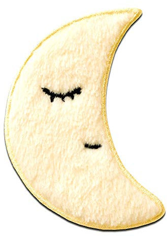 Catch the Patch Mond Plüsch - (Größe: 7,9 x 5,2 cm) – Aufbügler & Applikationen in verschiedenen Größen – Ideal für Kleidung, Schulranzen, Jeans & Rucksäcke