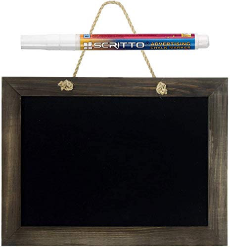 KDS® Kreidetafel MEDAN Wandtafel mit Kordel 40x30 cm Tafel Wandtafel Memotafel Echtholz braun inklusive Kreidemarker weiß