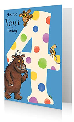 The Gruffalo, Age 4 , Happy 4th Birthday Card, Multi, 7 x 5, GR004
