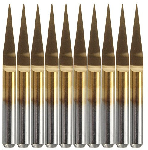 HaimoBurg 10 Pezzi incisione in Carburo Rivestito di Titanio 10 gradi,0,1 mm Punte Utensile per Router CNC con incisione di PCB
