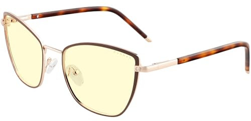Gunnar Gaming- und Computerbrillen - ERIKA - Rahmenfarbe: Coffee Gold, Linsentönung: Amber (Blockiert 65% des blauen Lichts & 100% UV-Licht) - Blaulichtblockierende Brillen