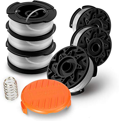 Filo Decespugliatore,Bobine portafilo per tagliabordi Black & Decker in Nylon, Lunghezza 9m Diametro 1,65mm per tagliabordi Black&Decker STC1820 STC1823 STC1840 (6 Bobine,1 Tappi,1 Molle)