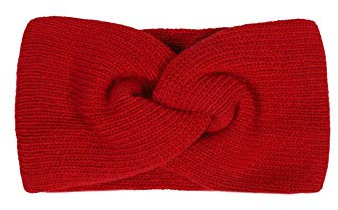 Zwillingsherz Stirnband mit Zopf-Knoten - Hochwertiges Strick-Kopfband für Damen Frauen Mädchen - Kaschmir - Ohrenschutz - Haarband - warm weich und luftig für Frühjahr Herbst und Winter - rot