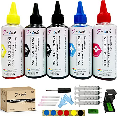 F-INK Lot de 5 flacons d'encre et de Recharge d'encre de 100 ML compatibles avec Cartouche d'encre PG-560 CL-561 PG-540 CL-541 PG-560XL CL-561XL PG-540XL CL-541XL