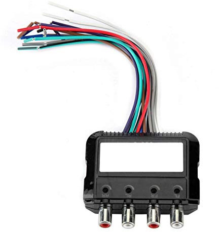 Car Audio Converter, Stereo Converter Schwarzer Stereo Subwoofer 4-Kanal High-Low Audio Converter mit Leistungsverstärker-Steuerkabel