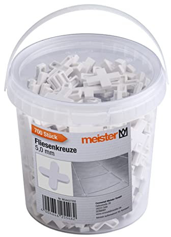 Meister Fliesenkreuze 5,0 mm - Praktisches Set mit 700 Stück - Aus robustem Polypropylen - weiß / Fliesenzubehör / Fliesenverlegehilfe / Fugenkreuze / 4427200
