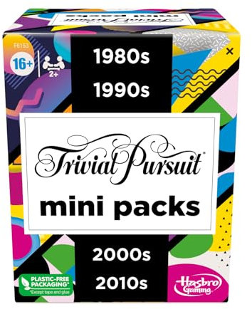 Trivial Pursuit Mini-Packungen, Multipack, lustige Wissenswerte Fragen für Erwachsene und Jugendliche ab 16 Jahren, enthält 4 Spiele mit 4 Jahrzehnten, Sprache- Englisch
