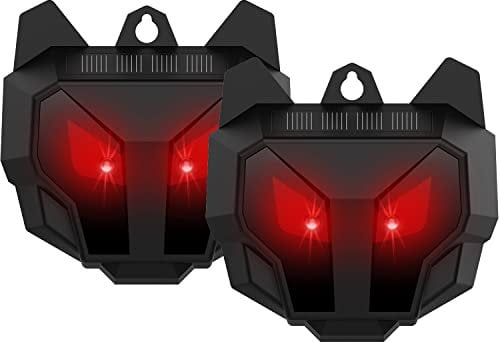 2 PCS Solarbetriebene Tierabweisende wasserdichte Tier Abschreckend mit roten LED-Licht Bewegung Aktivierte Hirschschutzgeräte Blitz gegen Katzenschreck Hundeschreck Marderschreck für Farm Garten