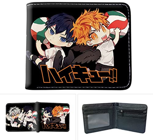Jilijia Haikyuu Portefeuille Anime Cartoon Porte-monnaie Oikawa Tooru/Shoyo Hinata Coin Poche Porte-Carte de Crédit Portefeuille à Deux Volets en Cuir PU