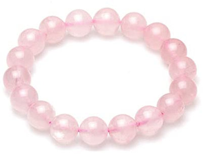 TreasureBay Bracelet de perles de pierres précieuses naturelles de 10 mm fait à la main pour hommes et femmes | Bracelet Perles Élastique (Agate morganite) (Quartz Rose)
