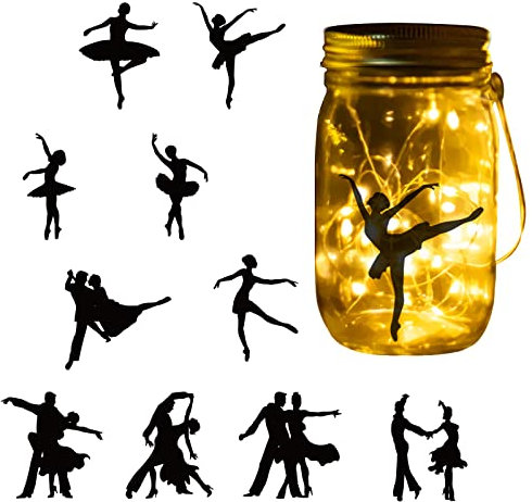 GLOBLELAND 10-teiliges Tanz Silhouette Fensteraufkleber Set - Hochwertiges Papier, Schwarz, Wandaufkleber, Dekorative Cutouts, Hochzeitsthema