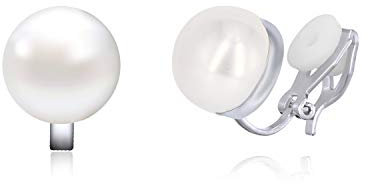 QUKE 12MM Weiß Simulierte Süßwasserperle Ohrclips Clip auf Ohrringe Nicht Gestochen Ohrstecker für Frauen Mädchen