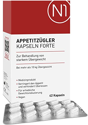 N1 ABNEHMEN schnell - Appetitzügler - Medizinprodukt zur Behandlung von starkem Übergewicht - Abnehmen Tabletten schnell, Fettverbrenner, 42 Kapseln