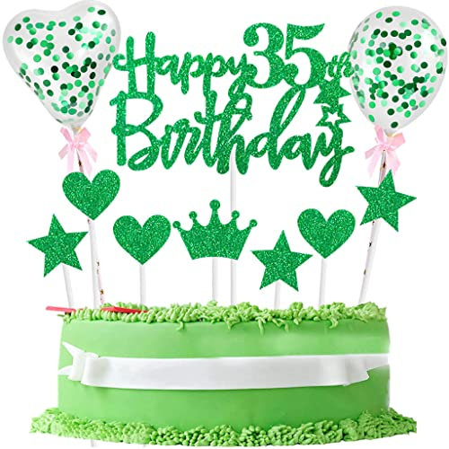 Tortendeko 35 Jahre Mann Frau Tortendeko 35 Geburtstag Glitzer 35. Geburtstagstorte Topper Happy 35th Birthday Tortendeko Kuchendeko 35. Geburtstag Grün 35 Kuchen Topper 35 Tortenaufsatz