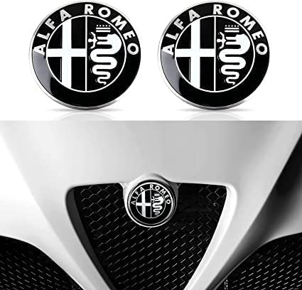 2pcs Emblem Adesivo per Alfa Romeo Giulietta Mito Stelvio Giulia, Decalcomanie Auto, Adesivi per Auto Logo Badge Decal Emblema Adesivo, Accessori per la Decorazione Distintivo dell'auto,B Black