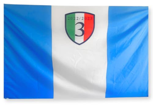 Flagge Neapel 90 x 150 cm – Flaggen Neapel – Flagge mit Schlaufe für Stange 1 Forza Napoli + 1 Meisterschaft – Fußball Neapel