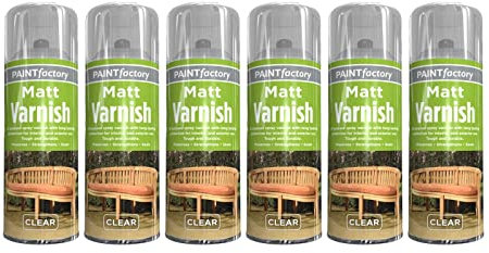 PNJB, 6 x 200ML Clear Varnish Professional Matt Finish Spray Wood Color Paint All Purpose, Varnish Clear Matte Finish Interior/Exterior Protection (6 Pcs)