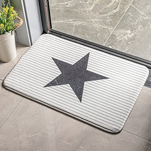 Door Mat Grey Striped Stars Bath Mat Doormats Floor Mat Non Slip Mat Washable Door Mat Door Mats Indoor Outdoor Living Room Hallway(80x120cm)