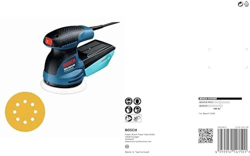 Bosch Professional GEX 125-1 AE, Lijadora excéntrica (Ø plato 125 mm, en caja) + 6 piezas Set de lijas Expert C470 (para Madera dura, Pintura sobre madera, Ø 125 mm, grano 2x60; 2x120; 2 x 240)