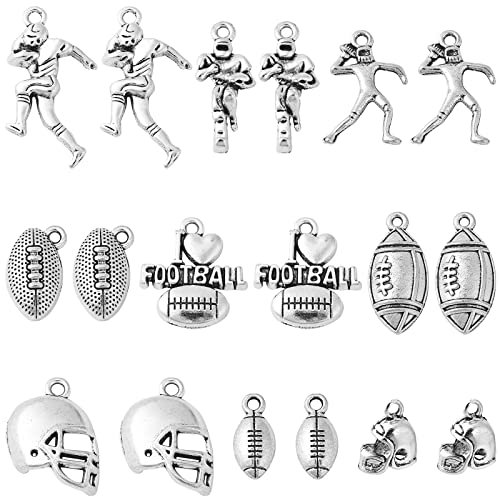 KitBeads 90 Stück 9 Stile Fußball Charm gemischte Stile Turner Sport Charms American Football Charm für Schmuckherstellung Bulk