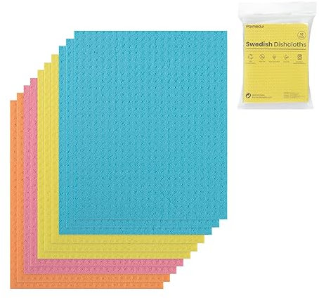 Parmedu Paños Suecos para Cocina: Pack de 10, Paños de Cocina Reutilizables, Absorbentes y de Secado Rápido - Paños de Cocina Ecológicos, Toallitas de Limpieza Biodegradables, Paños de Cocina